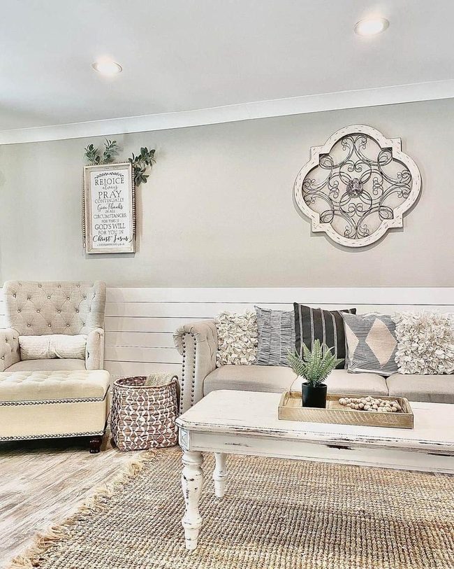 Gray Walls, White Shiplap, Warm Wood