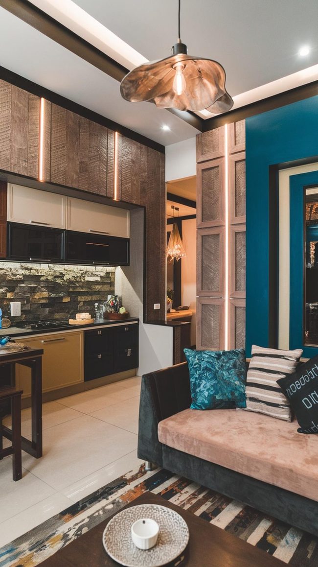 Two-Tone Cabinetry Open Kitchen Living