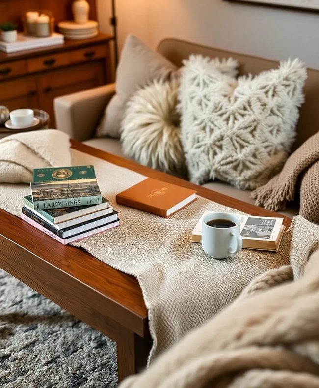 Plush Blanket Coffee Table Reading Station