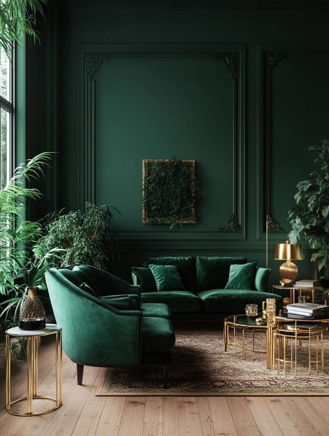 Deep Green Velvet Gold Luxury