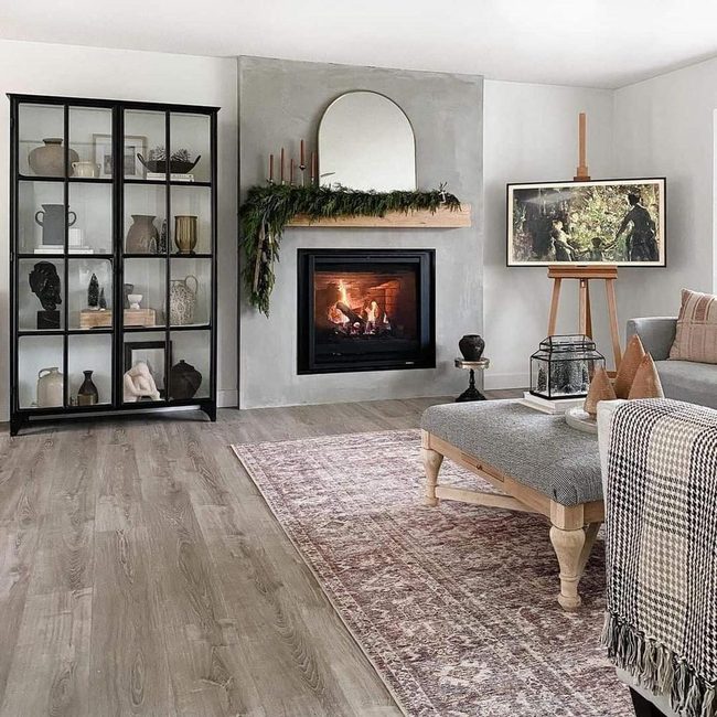 Fireplace, Glass Cabinet, Antique Treasures