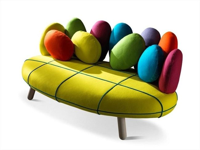 Rainbow Cushion Sofa Statement