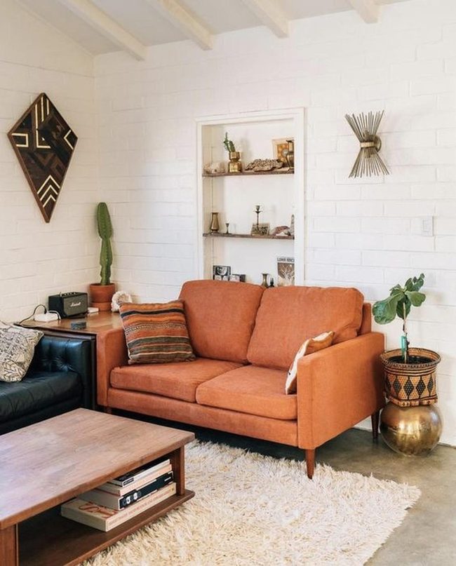Rust Tones White Brick Living Space