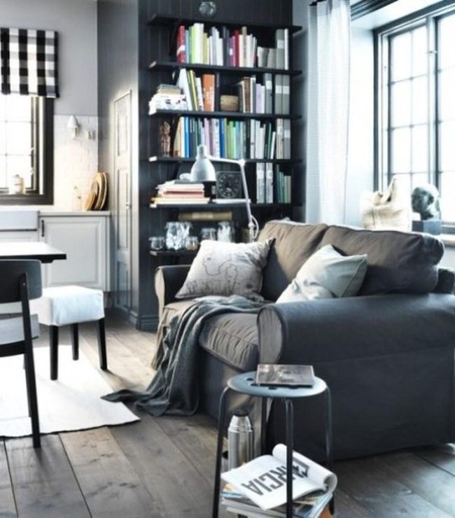 Colorful Books Transform Gray Walls