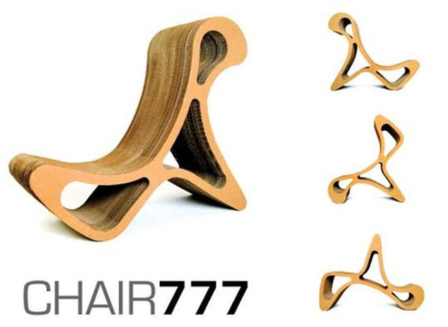 Wavy Brown Cardboard Statement Chair