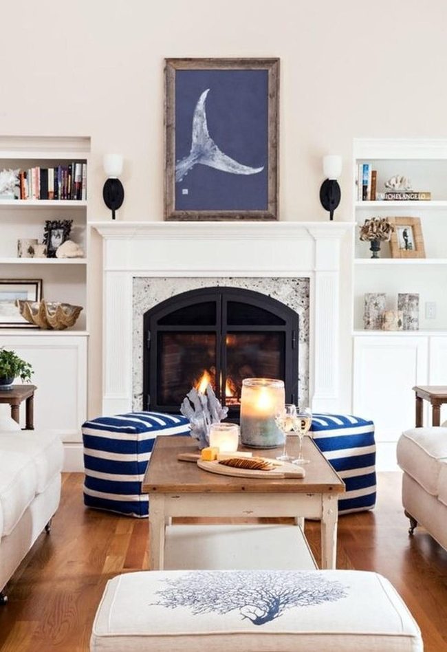 Fireplace Glow, Coastal Serenity