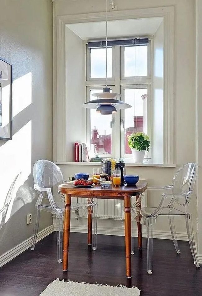Window-Lit Dining With Wooden Warmth