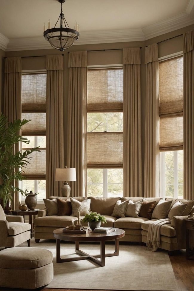 Warm Beige Velvet Drapes