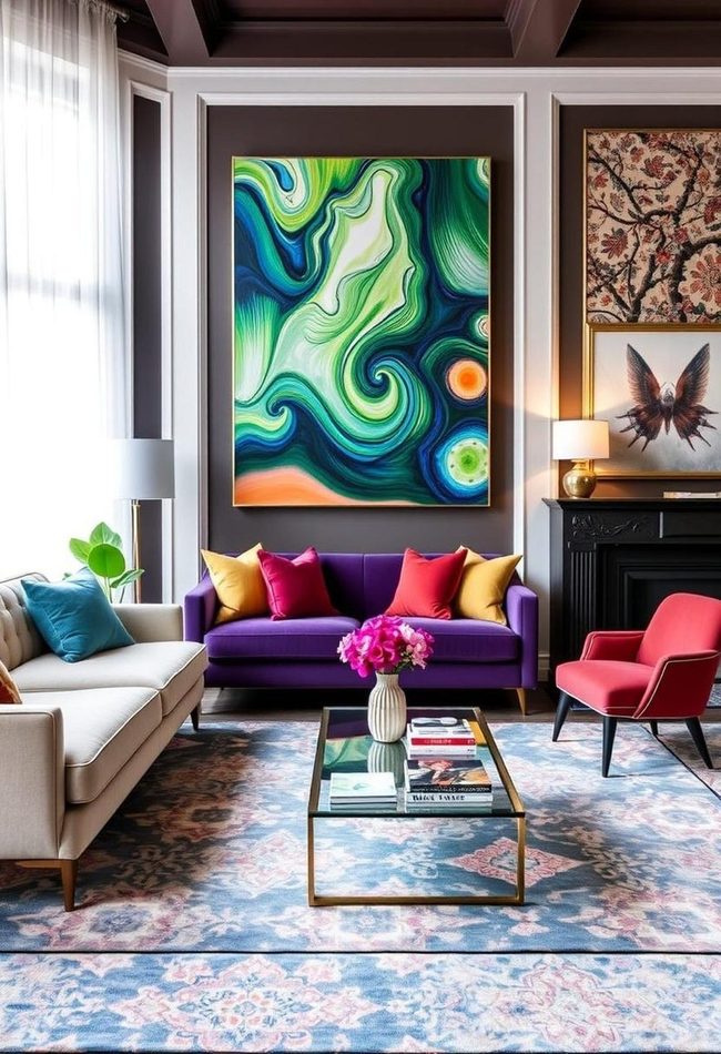 Colorful Geometric Rug Transforms Living Rooms