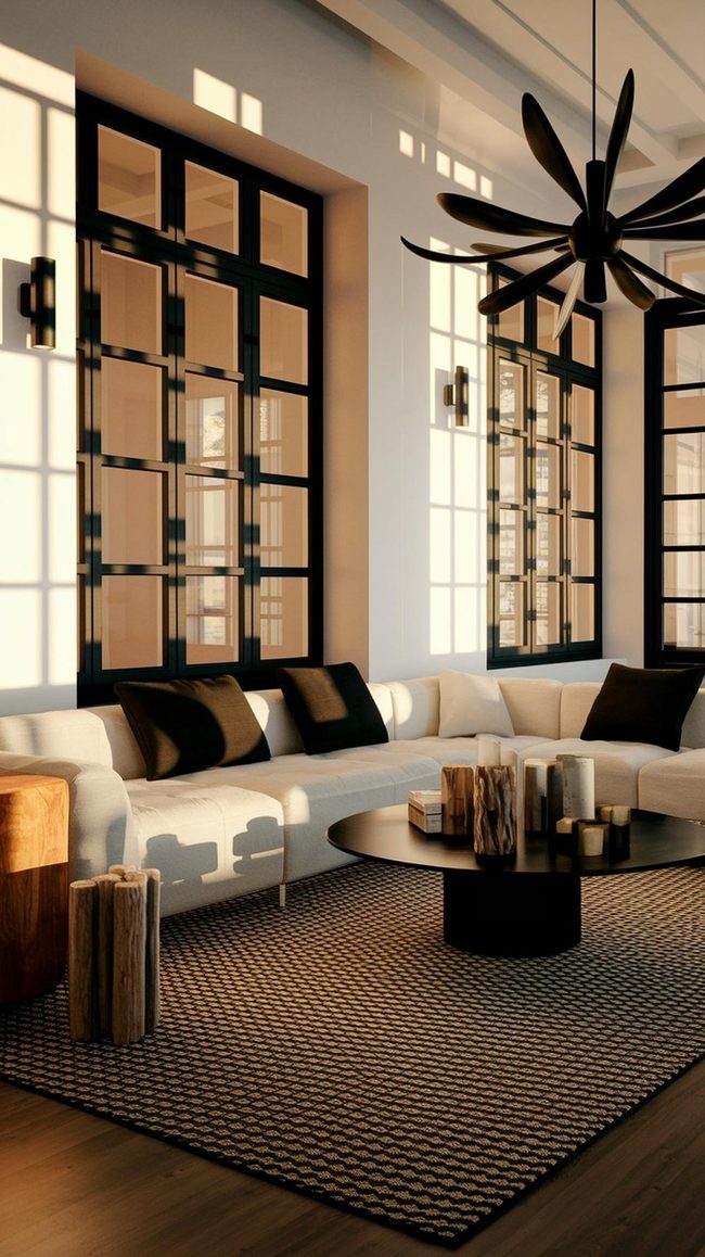 Black And White Geometric Living Space