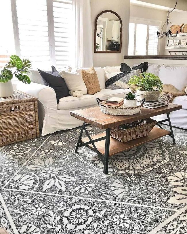 Grey Floral Farmhouse Rug Elegance