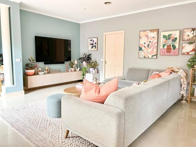 Baby Blue Walls With Floral Accents