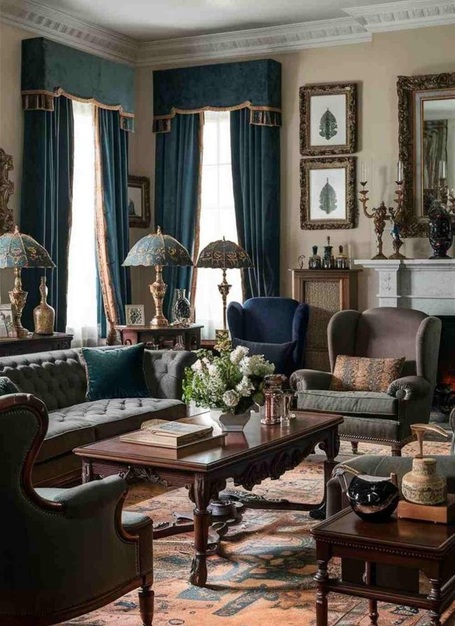 Deep Jewel Tones Traditional Living