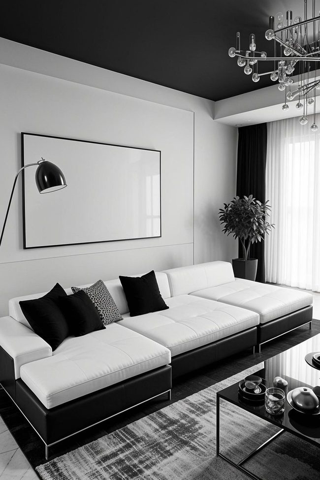 Black and White Contrast Living
