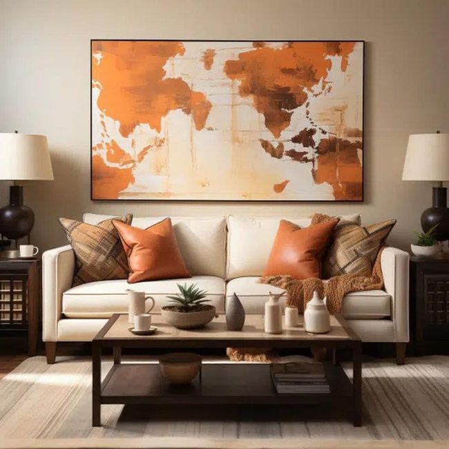Off-White Sofa With Terracotta Earth Tones