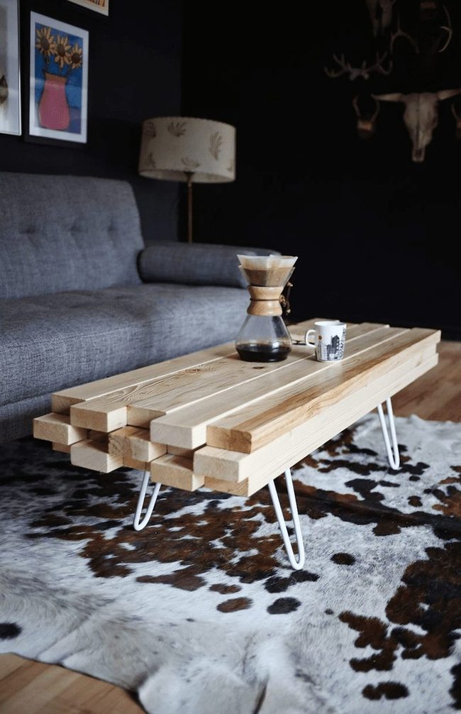 Stacked Wood Geometric Table