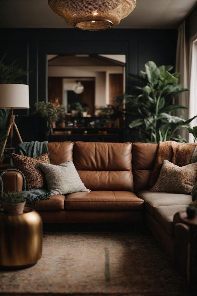 Tan Leather Sofa Statement Room