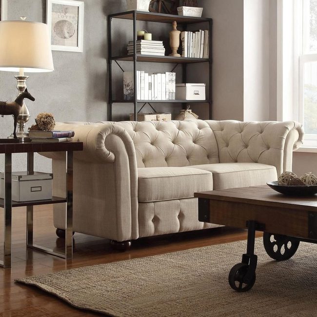 Rolled Arm Chesterfield Statement Sofa