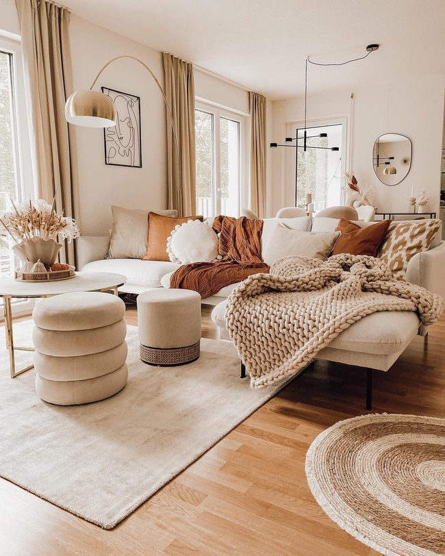 Golden Fireplace Autumn Living Room