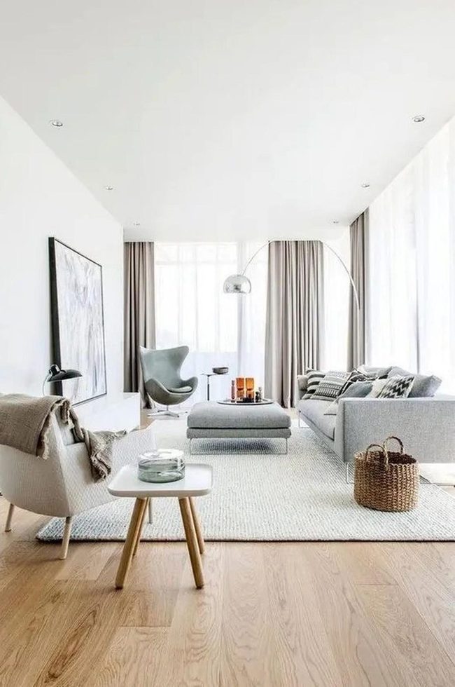 Soft Neutrals With Warm Wood Floors