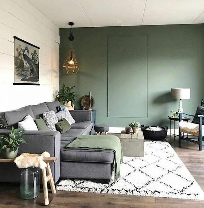 Green Wall Modern Gray Retreat