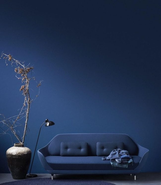 Blue Walls Bare Branches Modern Simplicity