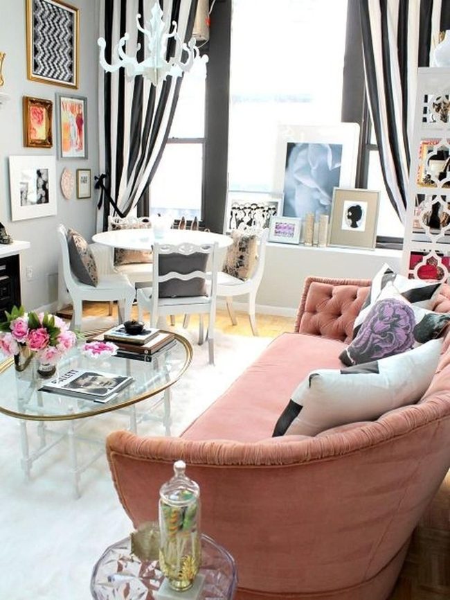 Pink Tufted Comfort Meets Striped Elegance