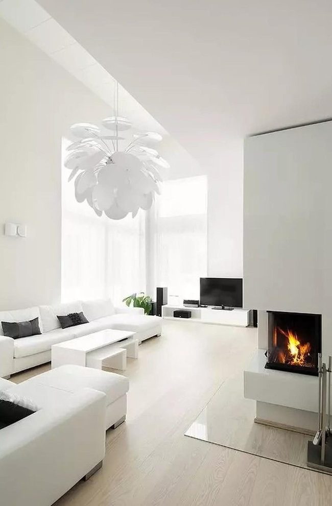 Circular Chandelier Meets Minimalist White