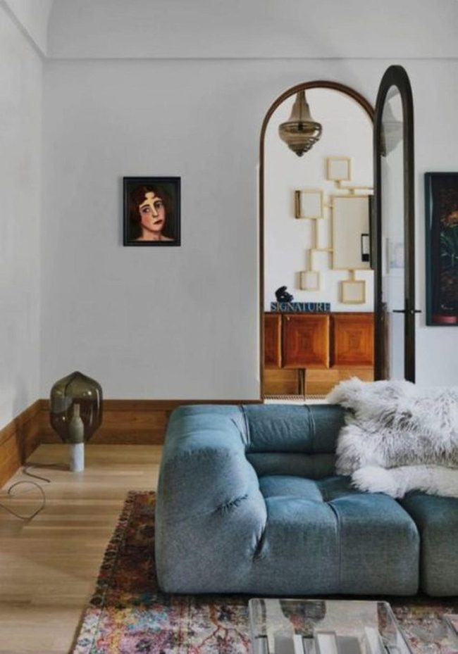 Bold Blue Couches Frame Living Space