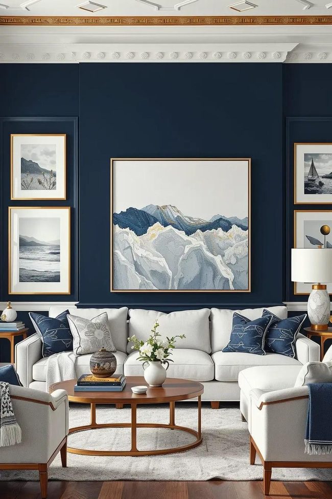 Navy and White Wall Art Statement