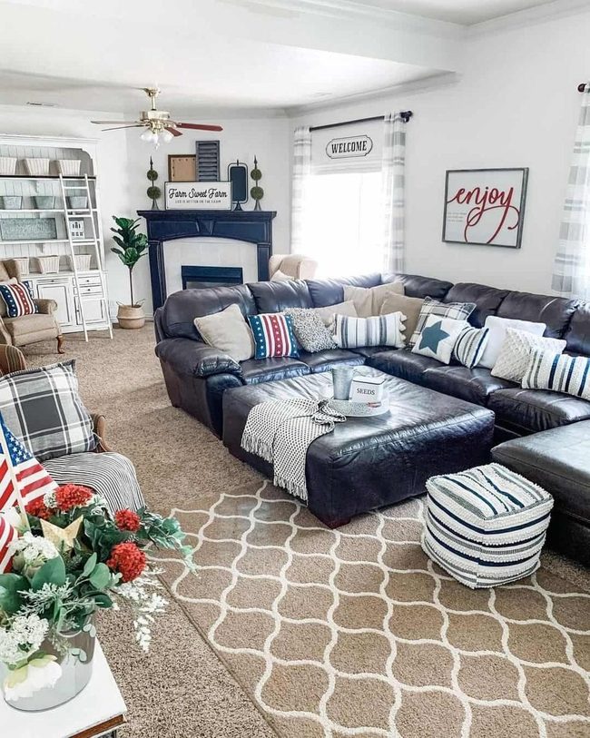 Black Striped Pouf Breaks Monotony