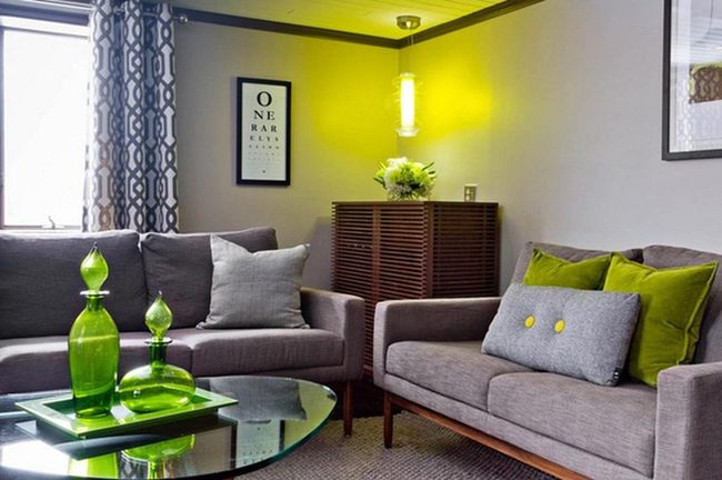 Green Cushions Meet Gray Minimalism