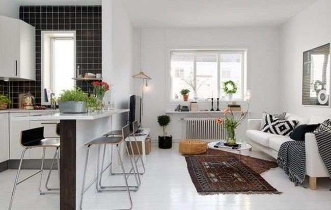 White Sofa, Dark Tiles, Modern Minimal
