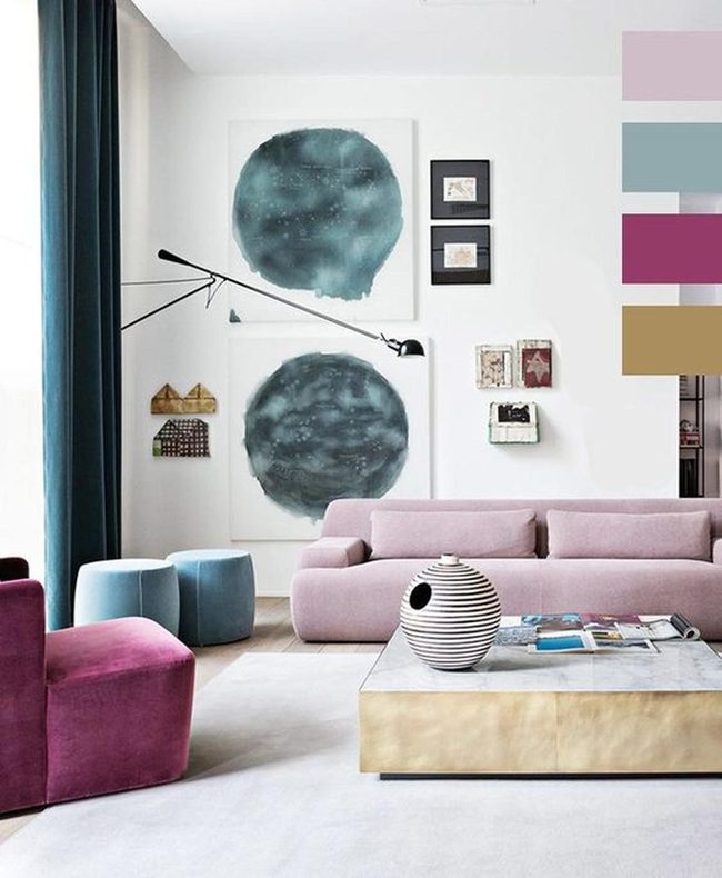 Blue Circles Pink Purple Living