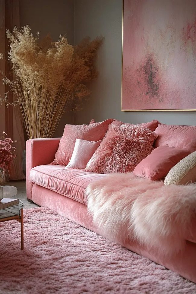 Pink Plush Layers And Soft Neutrals