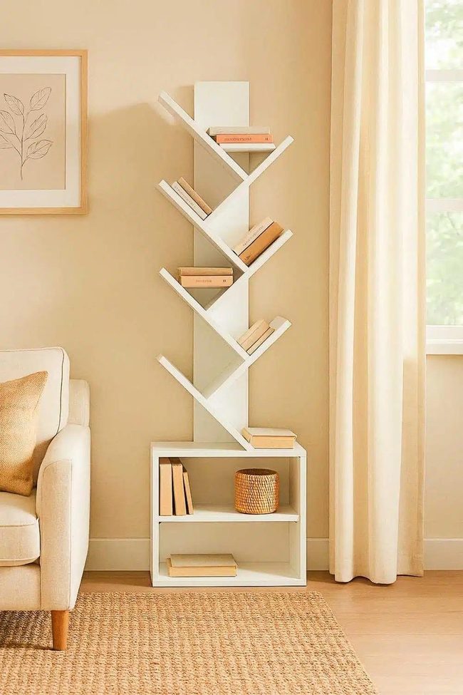 White Branch Shelving For Corners