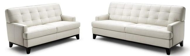 White Leather With Dark Wood Legs