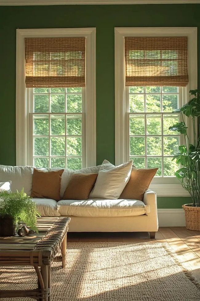 Green Sanctuary With Natural Wood Warmth