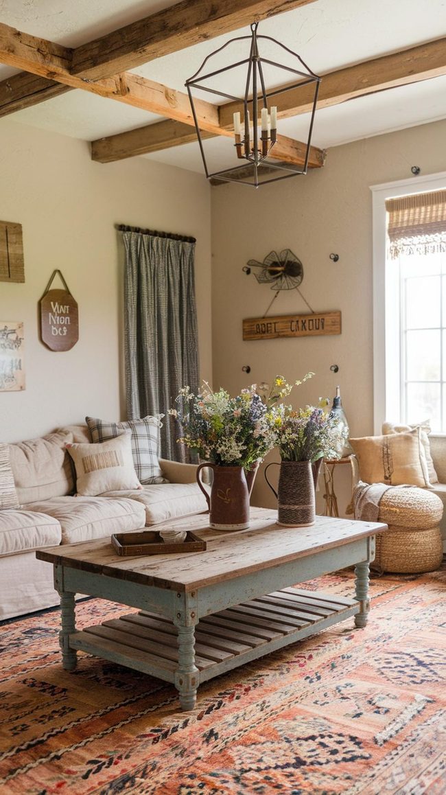 Distressed Wood And Wildflower Farmhouse