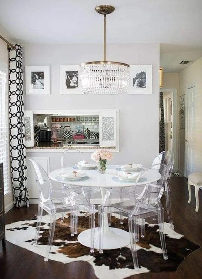 Black White Geometric Dining Space