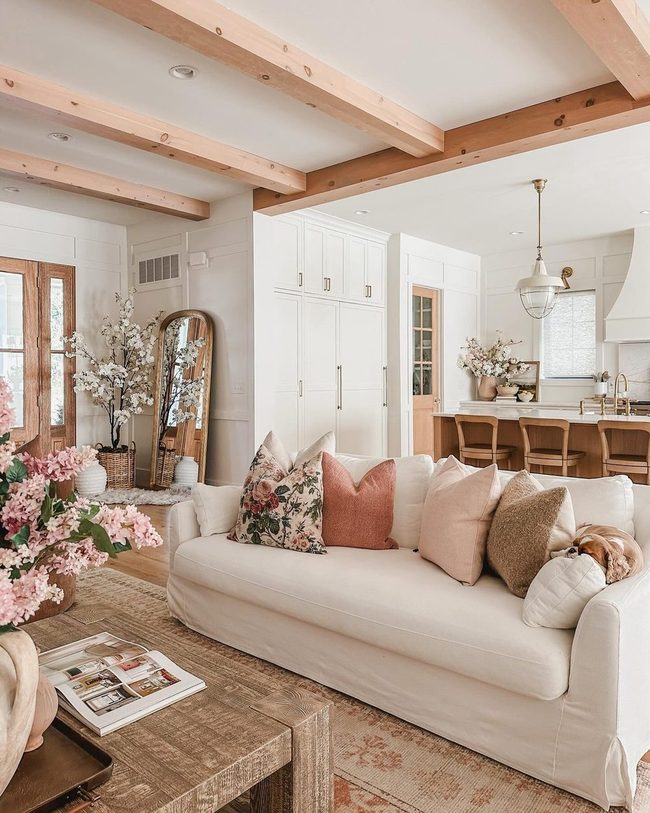 Exposed Wood Beams Light Mirrors