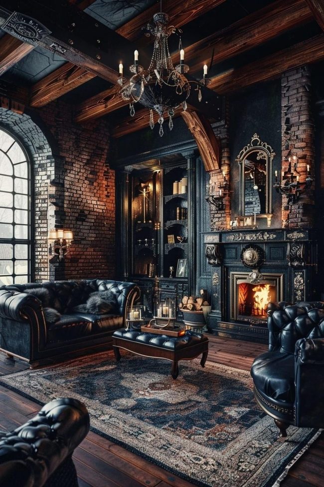 Exposed Brick Gothic Living