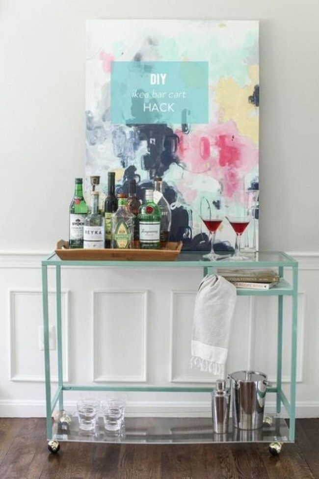 Transparent Glass Cart With Red Cocktails