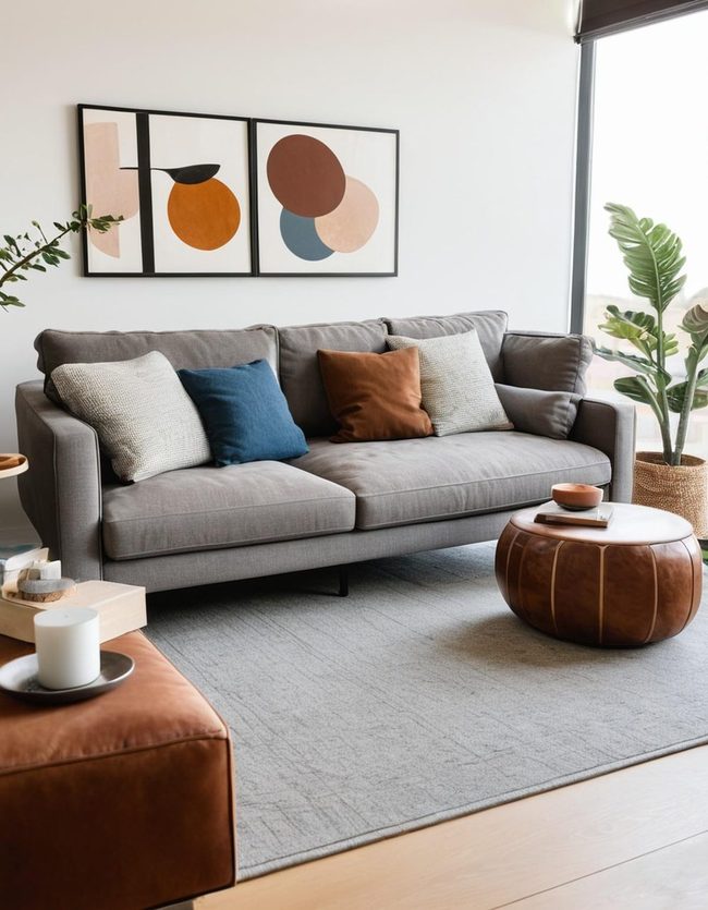 Stone Fireplace Brown Sofa Foundation