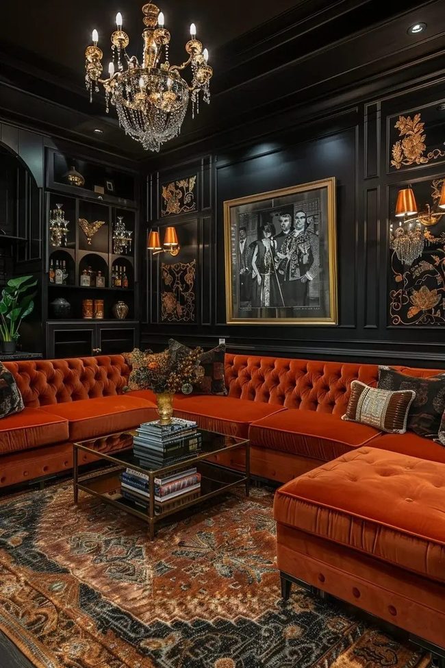Burnt Orange Velvet Lounge Luxury