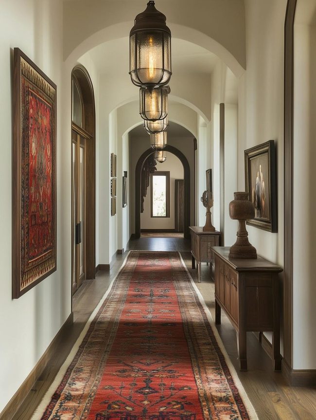 Pendant Lamps Down Long Hallways