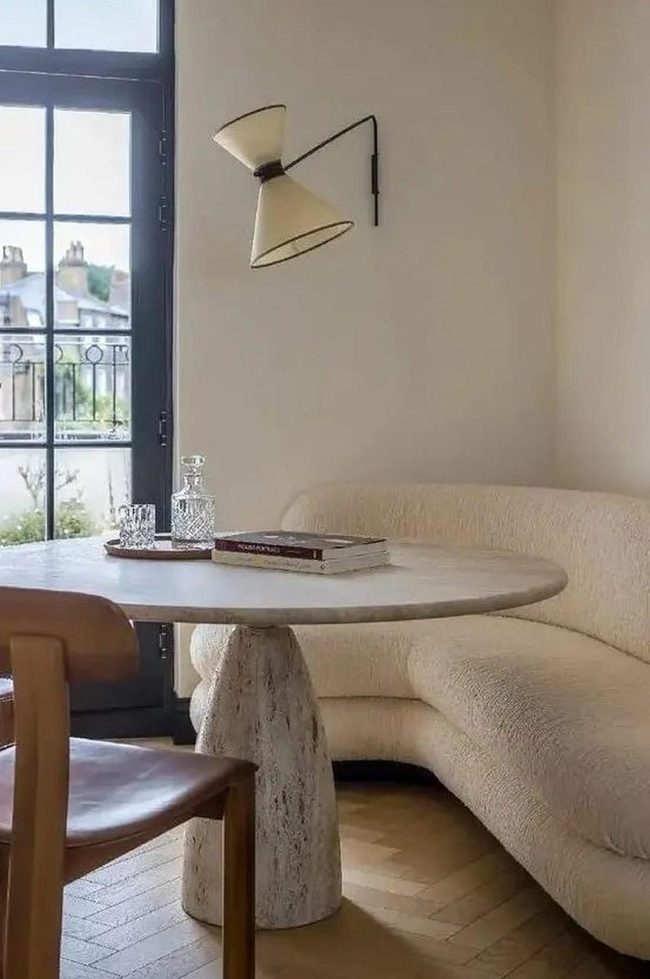 Black Frames Stone Table Beige