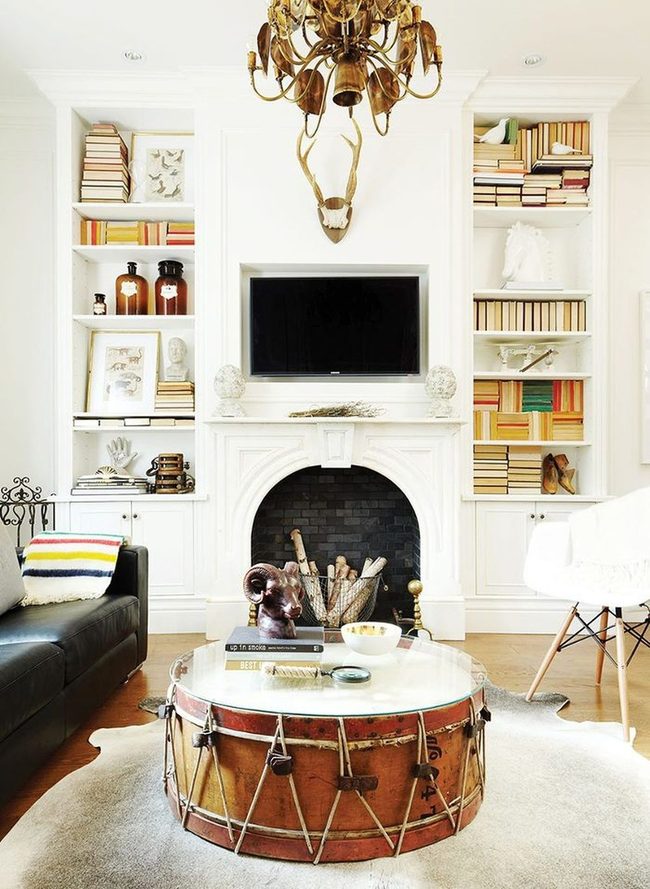 Vintage Drum Glass Table