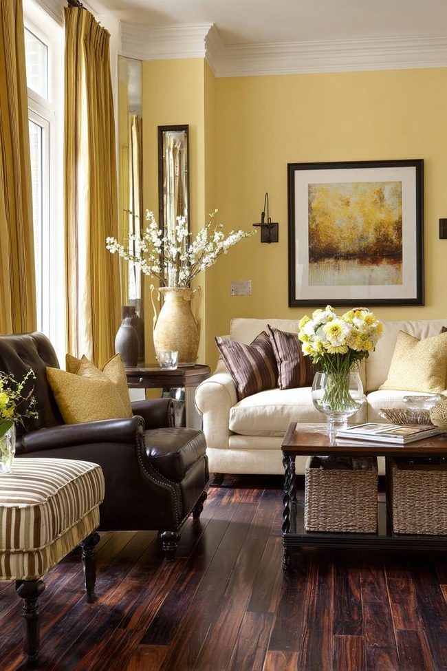 Butter Yellow With Chocolate Brown Walls