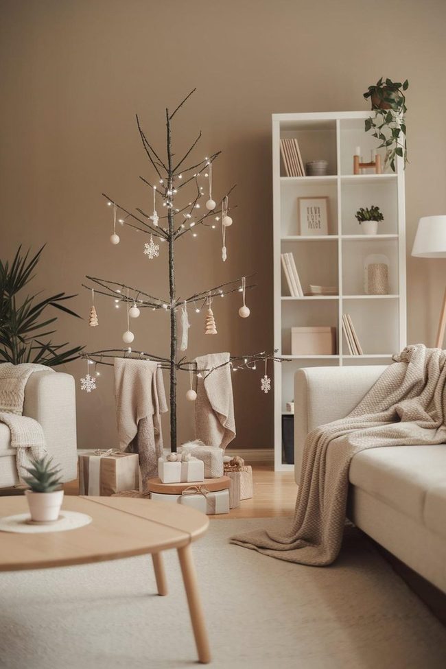 Neutral Wood Ornaments Sitting Room